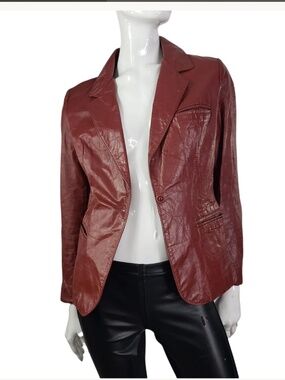 Vintage Split End LTD Red Leather Jacket Size 13/14 80s Women S/m